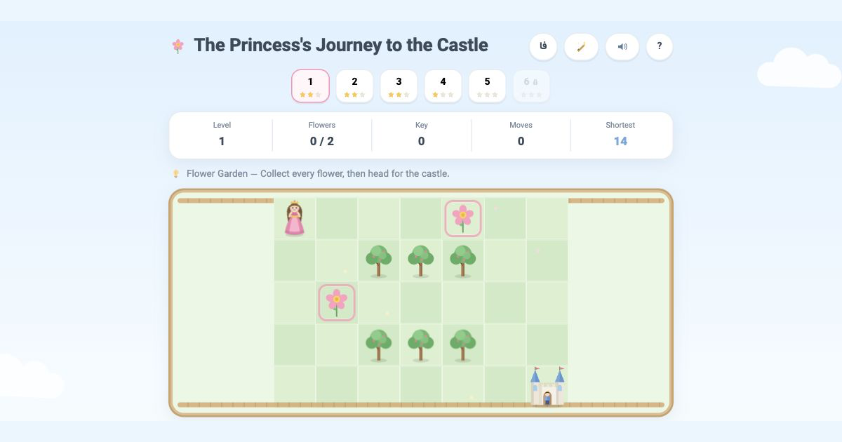 نمای بازی فکری مرورگری DirectionGame برای کودکان