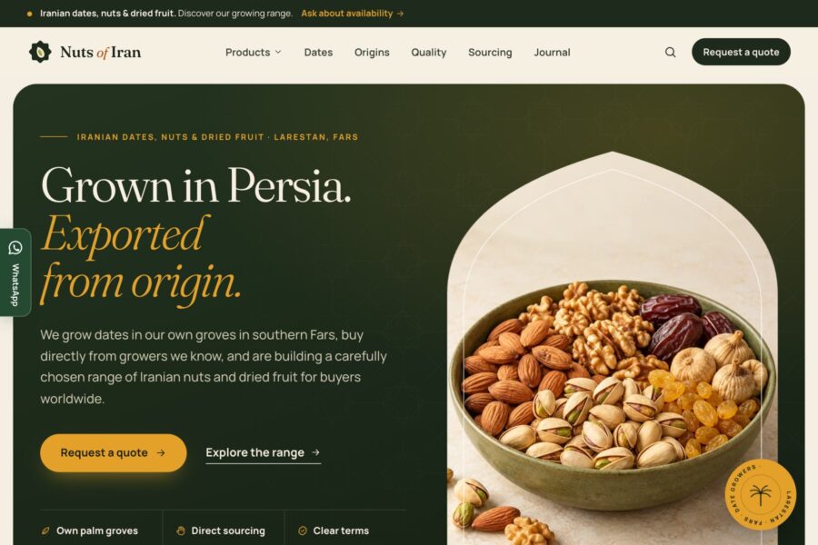 نمای وب‌سایت Nuts of Iran